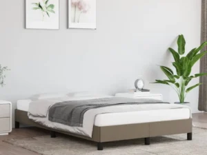 Cadru de pat fără saltea, gri taupe, 120x200 cm, textil