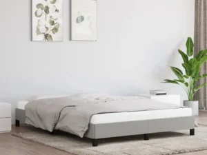 Cadru de pat fără saltea, gri deschis, 140x200 cm, textil