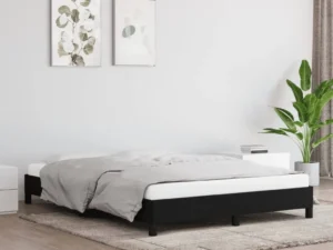 Cadru de pat fără saltea, negru, 140x200 cm, textil