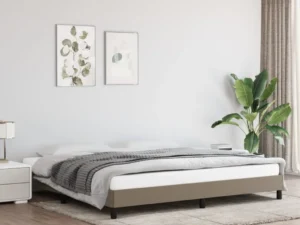 Cadru de pat fără saltea, gri taupe, 200x200 cm, textil