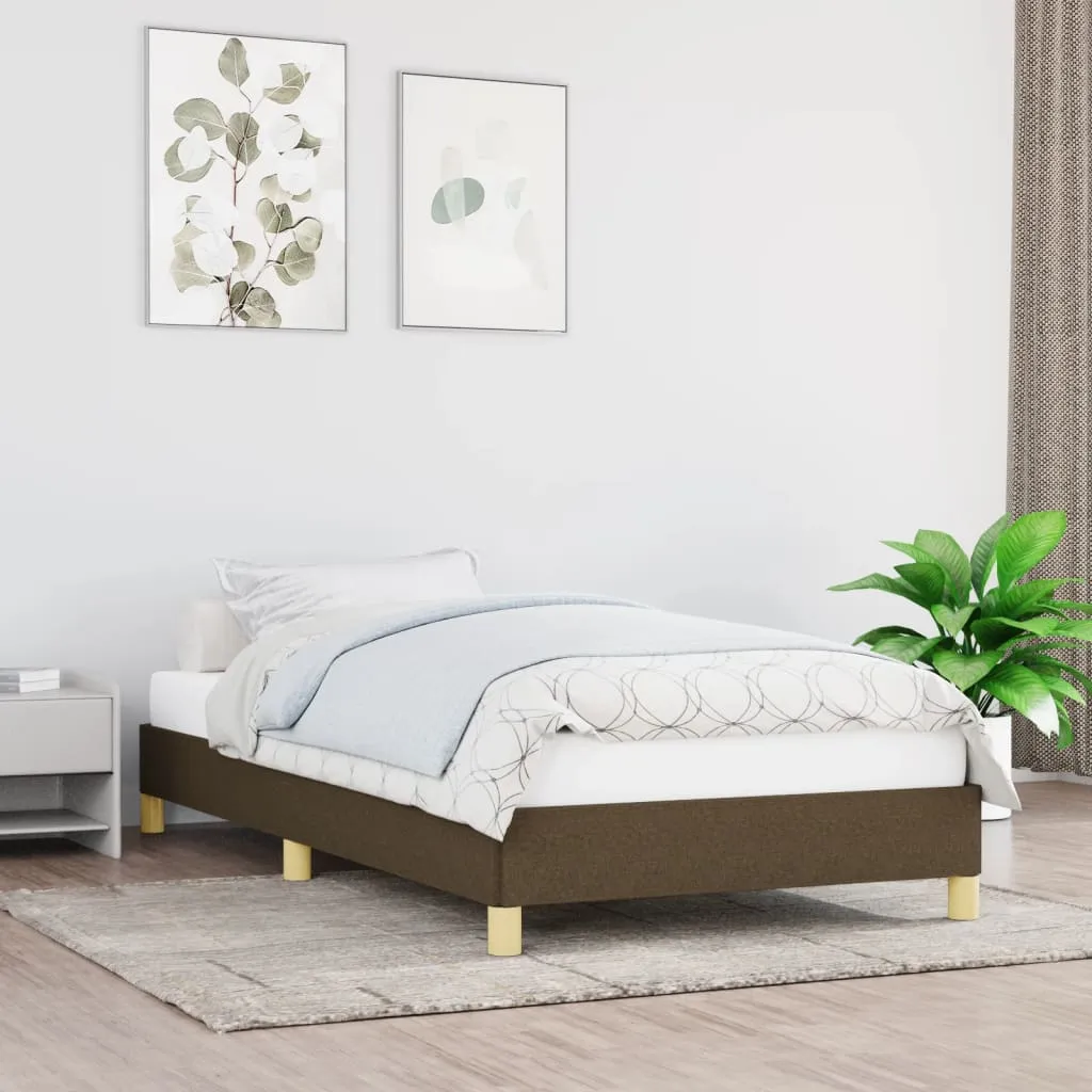 Cadru de pat fără saltea, maro închis, 90x190 cm, textil