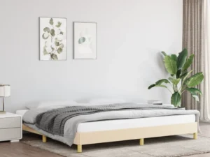 Cadru de pat fără saltea, crem, 200x200 cm, textil
