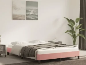 Cadru de pat, roz, 140x190 cm, catifea