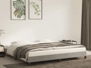 Cadru de pat fără saltea, gri deschis, 200x200 cm, catifea