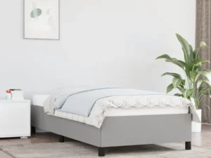 Cadru de pat fără saltea, gri deschis, 90x200 cm, textil