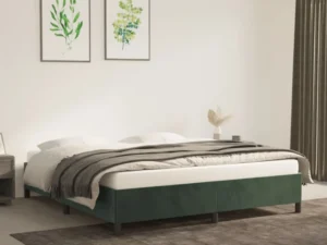 Cadru de pat fără saltea, verde închis, 180x200 cm, catifea