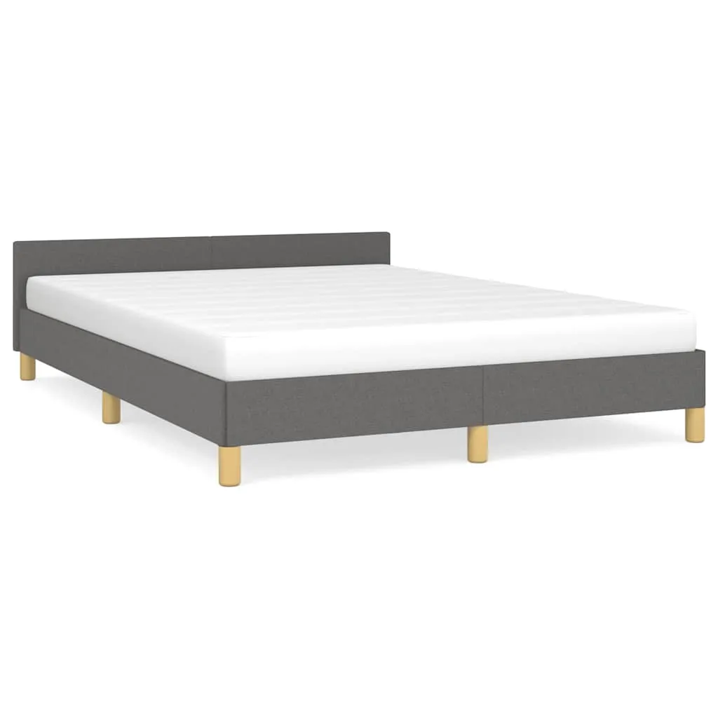 Cadru de pat fără saltea, gri închis, 140x190 cm, textil - imagine 2