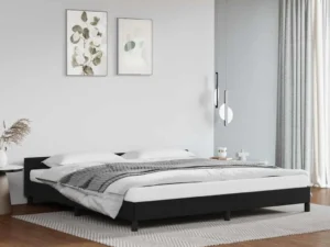 Cadru de pat cu tăblie fără saltea, negru, 200x200 cm