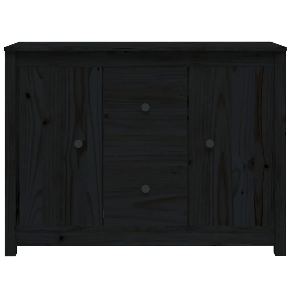 Servantă, negru, 100x35x74 cm, lemn masiv de pin - imagine 3