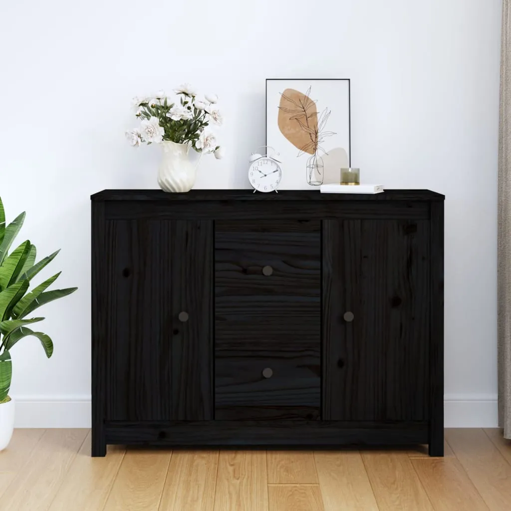 Servantă, negru, 100x35x74 cm, lemn masiv de pin