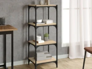 Raft cărți stejar sonoma 40x33x100 cm, lemn prelucrat și oțel