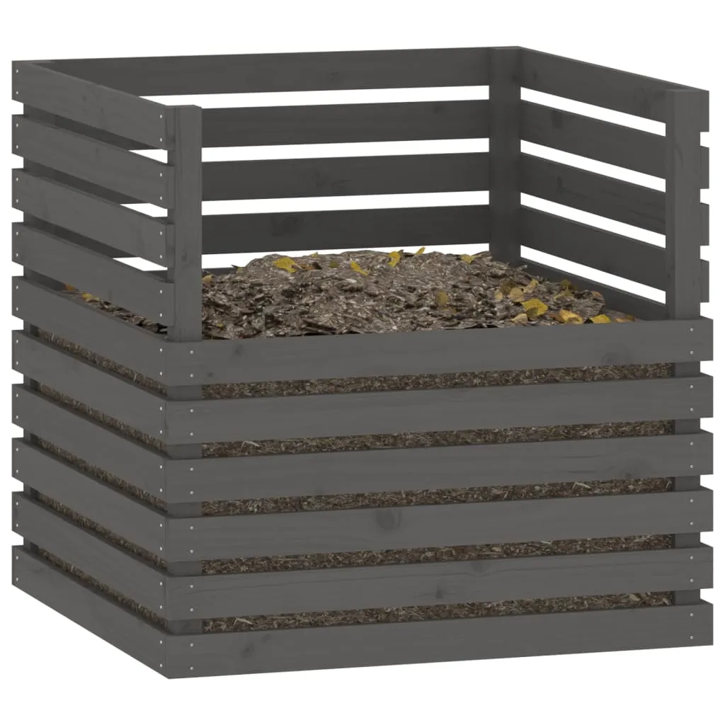 Compostor, gri, 80x80x78 cm, lemn masiv de pin - imagine 5