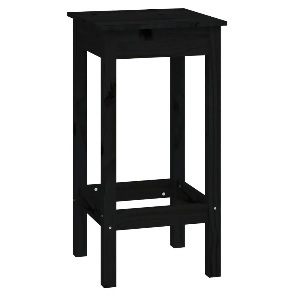 Set mobilier de bar, 9 piese, negru, lemn masiv de pin - imagine 4