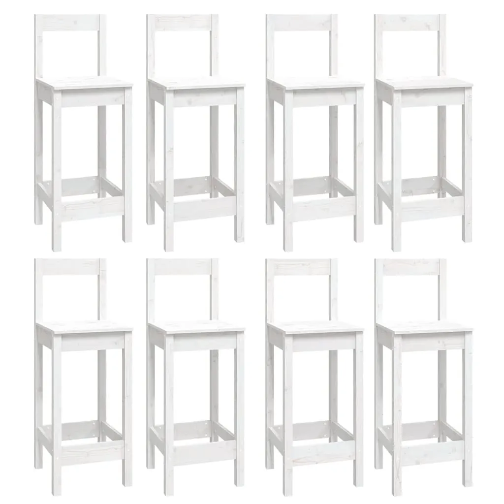 Set mobilier de bar, 9 piese, alb, lemn masiv de pin - imagine 3