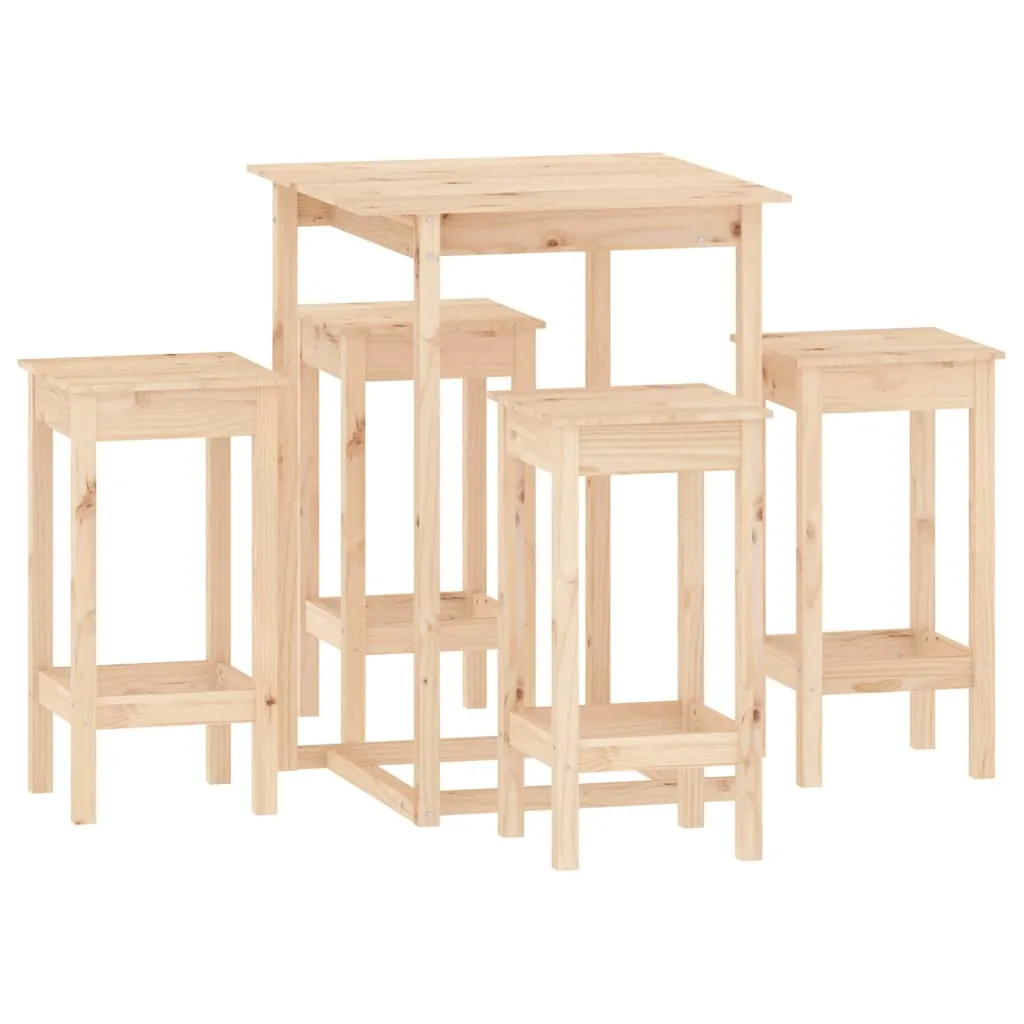 Set mobilier de bar, 5 piese, lemn masiv de pin - imagine 2