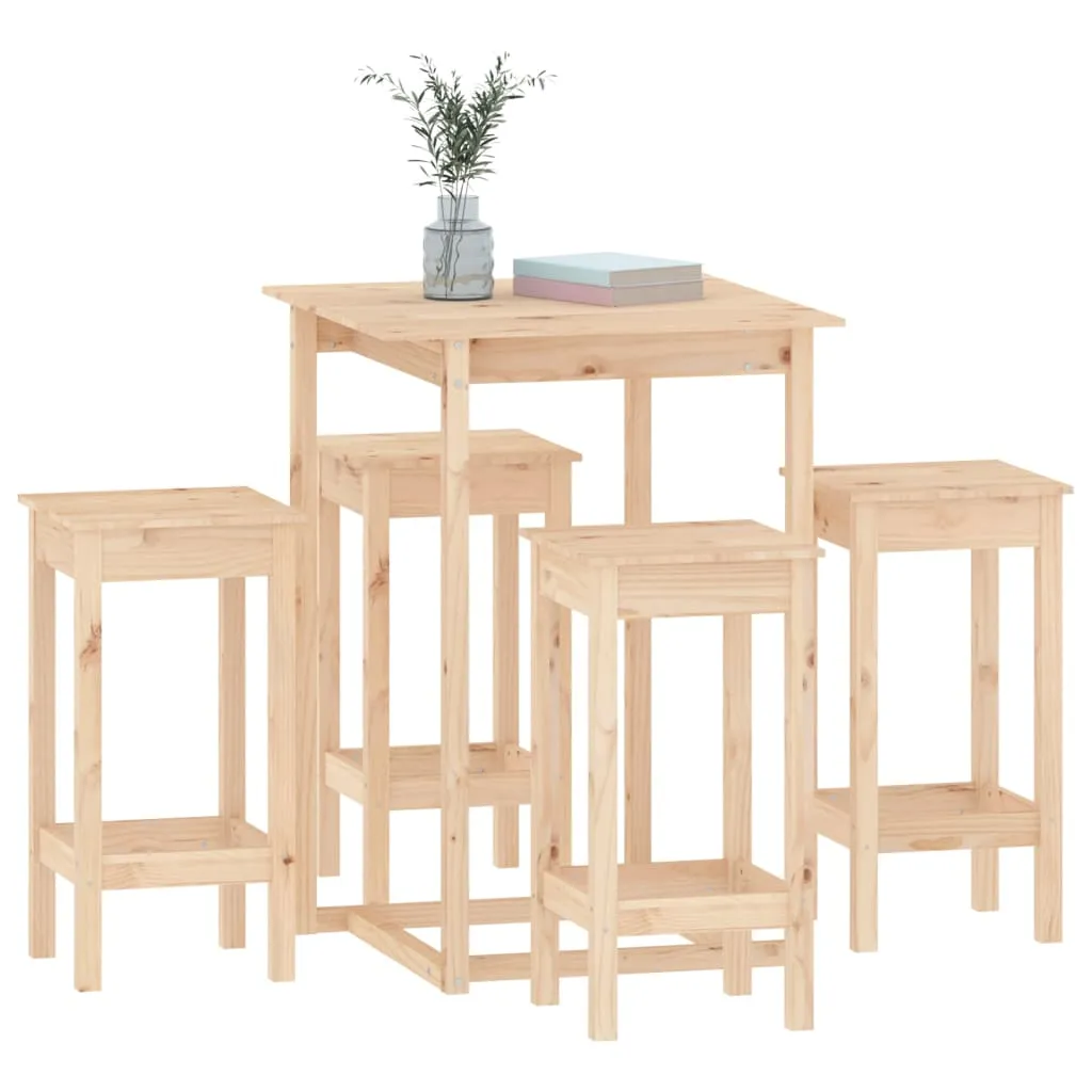 Set mobilier de bar, 5 piese, lemn masiv de pin - imagine 4