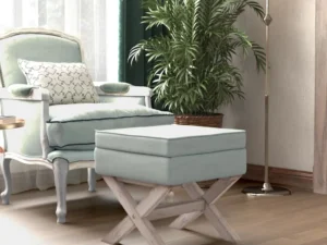 Taburet de depozitare, gri deschis, 45x45x49 cm, catifea