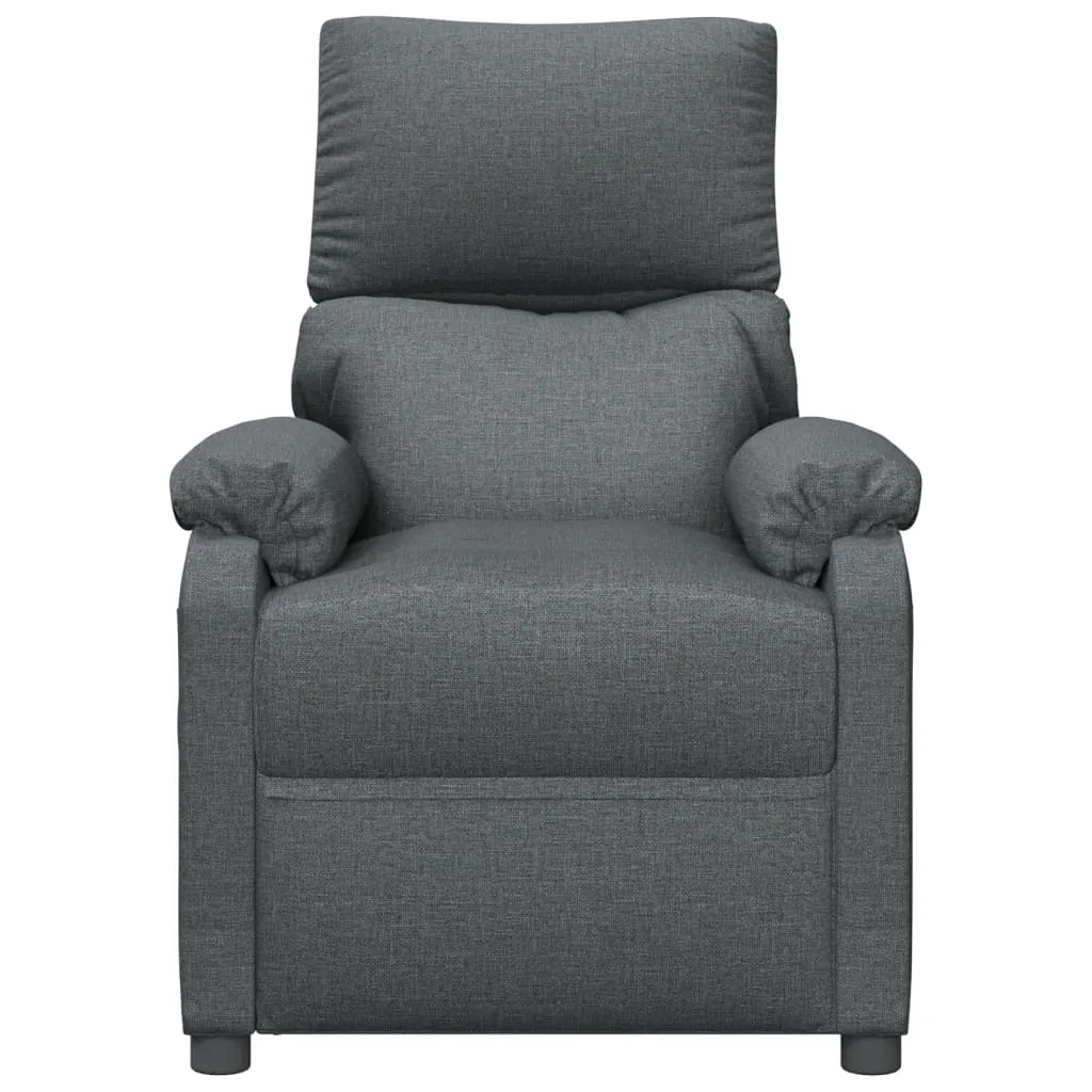 Fotoliu de masaj cu ridicare, gri închis, textil - imagine 4