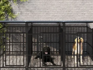 Padoc pentru câini de exterior cu acoperiș, 15,02 m², oțel