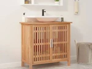 Dulap chiuvetă de baie, 66x29x61,5 cm, lemn masiv de nuc