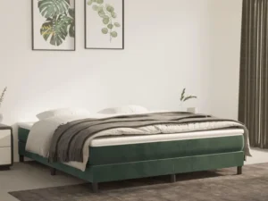 Cadru de pat fără saltea, verde închis, 180x200 cm, catifea
