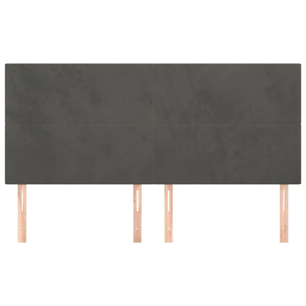 Tăblii de pat, 4 buc, gri închis, 100x5x78/88 cm, catifea - imagine 3