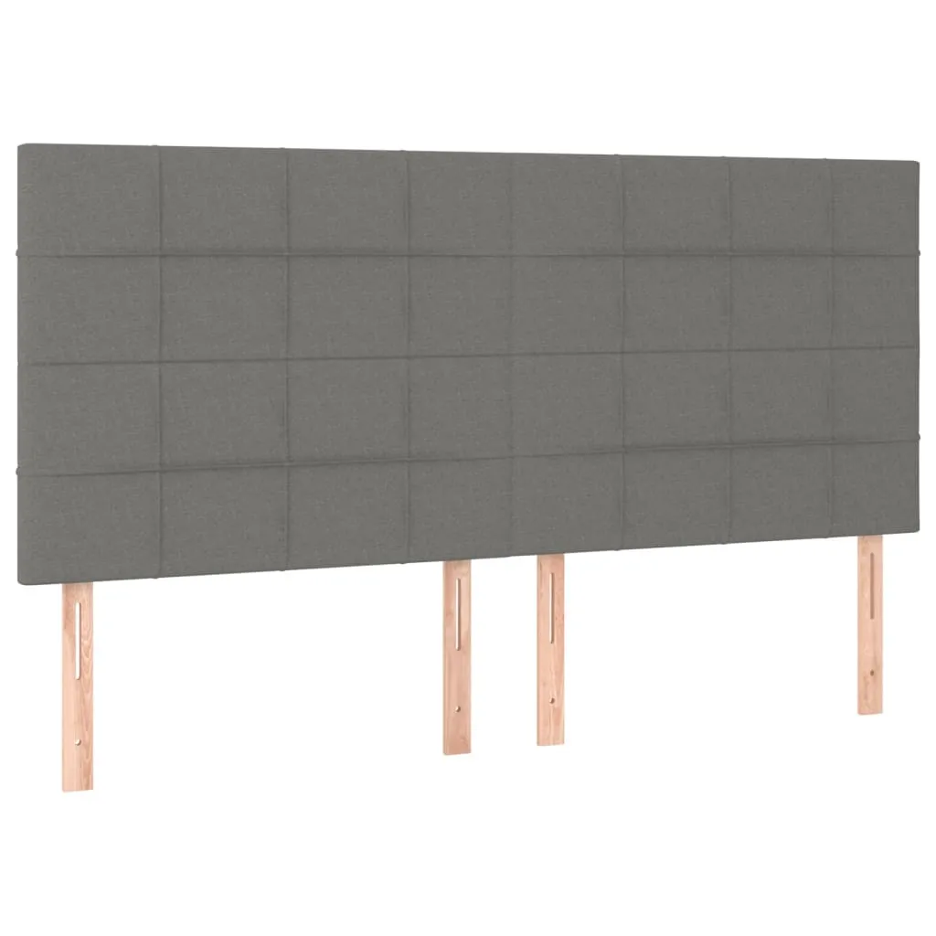 Tăblii de pat, 4 buc, gri închis, 90x5x78/88 cm, textil - imagine 2