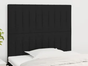 Tăblii de pat, 2 buc, negru, 80x5x78/88 cm, textil