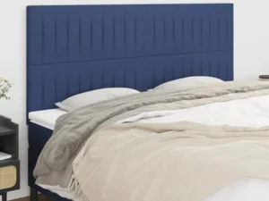 Tăblii de pat, 4 buc, albastru, 90x5x78/88 cm, textil