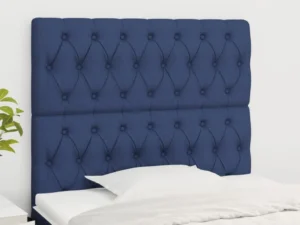 Tăblii de pat, 2 buc, albastru, 90x7x78/88 cm, textil