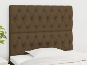 Tăblii de pat, 2 buc, maro închis, 100x7x78/88 cm, textil