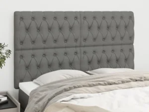 Tăblii de pat, 4 buc, gri închis, 80x7x78/88 cm, textil