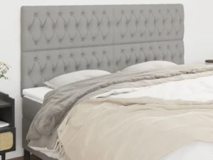 Tăblii de pat, 4 buc, gri deschis, 90x7x78/88 cm, textil