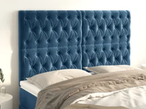 Tăblii de pat, 4 buc, albastru închis, 80x7x78/88 cm, catifea