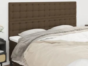 Tăblii de pat, 4 buc, maro închis, 100x5x78/88 cm, textil