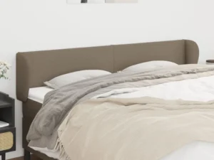 Tăblie de pat cu aripioare gri taupe 163x23x78/88 cm textil