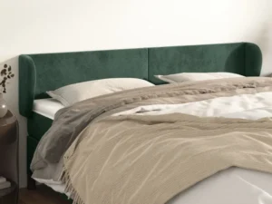 Tăblie de pat cu aripioare verde închis 203x23x78/88 cm catifea
