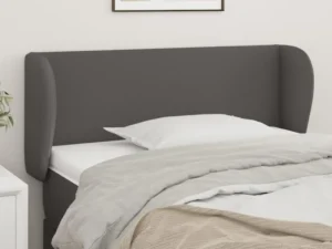 Tăblie de pat cu aripioare gri 103x23x78/88 cm piele ecologică