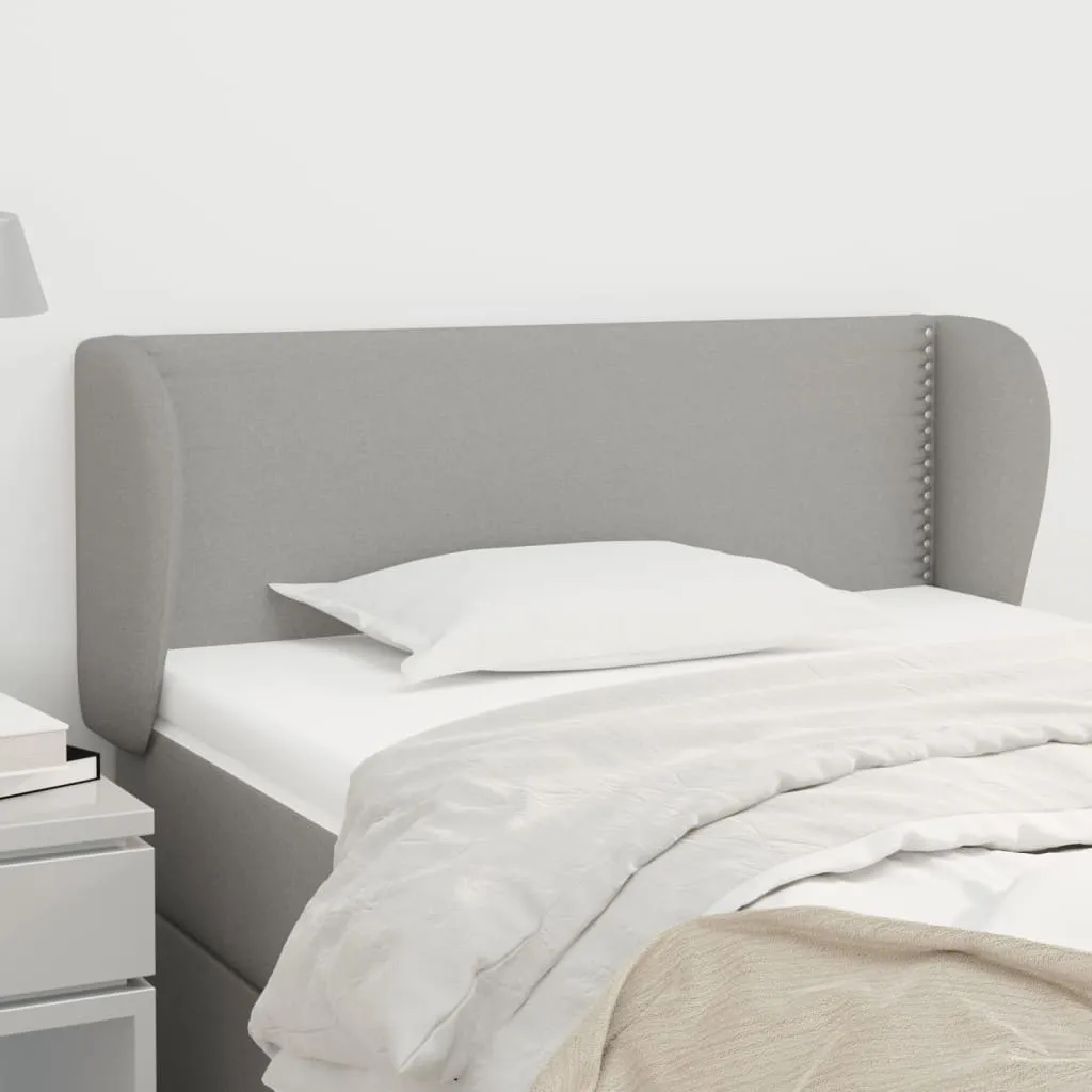 Tăblie de pat cu aripioare gri deschis 93x23x78/88 cm textil
