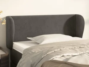 Tăblie de pat cu aripioare gri închis 103x23x78/88 cm catifea