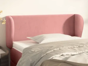 Tăblie de pat cu aripioare roz 103x23x78/88 cm catifea