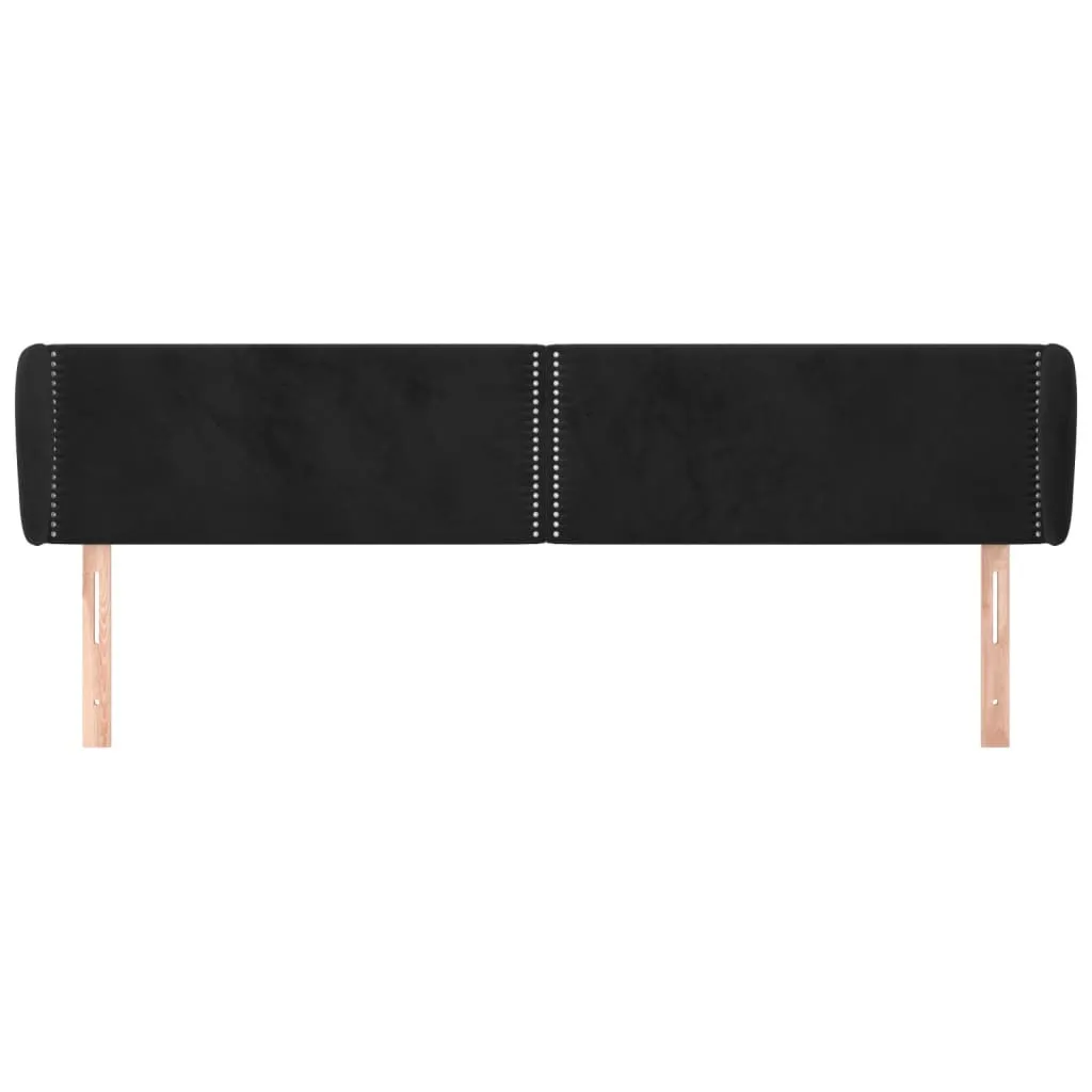 Tăblie de pat cu aripioare negru 183x23x78/88 cm catifea - imagine 3
