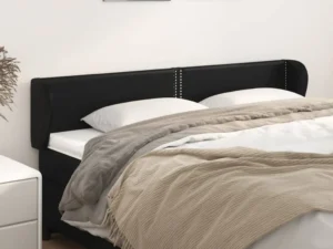 Tăblie de pat cu aripioare negru 163x23x78/88cm piele ecologică