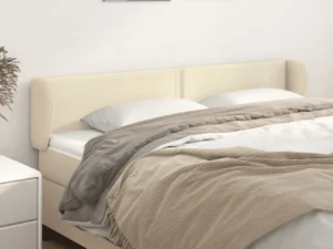 Tăblie de pat cu aripioare crem 163x23x78/88 cm piele ecologică