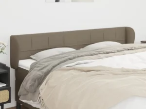 Tăblie de pat cu aripioare gri taupe 163x23x78/88 cm textil