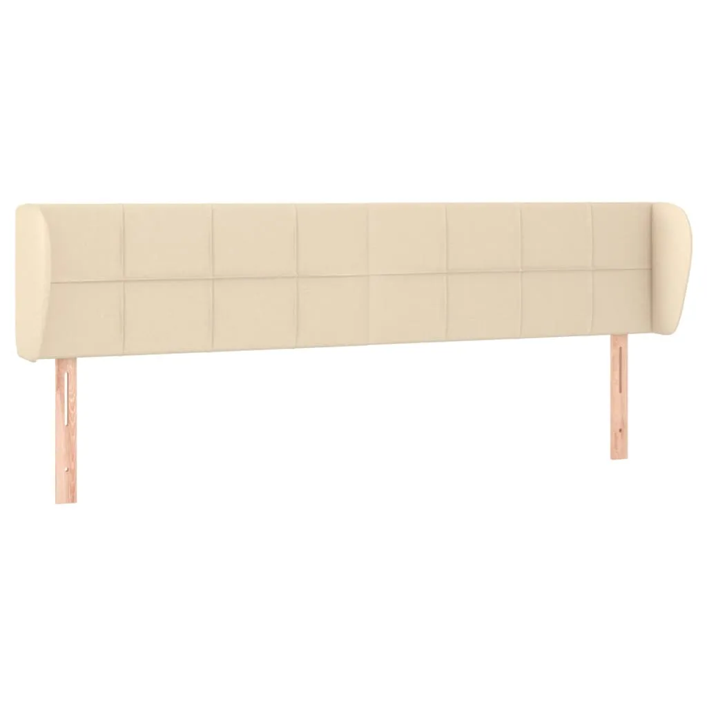 Tăblie de pat cu aripioare crem 183x23x78/88 cm material textil - imagine 2