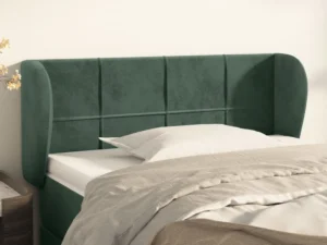 Tăblie de pat cu aripioare verde închis 103x23x78/88 cm catifea