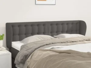 Tăblie de pat cu aripioare gri 147x23x78/88 cm piele ecologică