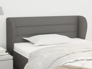 Tăblie de pat cu aripioare gri închis 93x23x78/88 cm textil