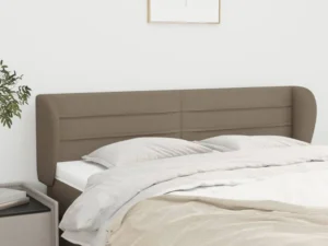Tăblie de pat cu aripioare gri taupe 147x23x78/88 cm textil